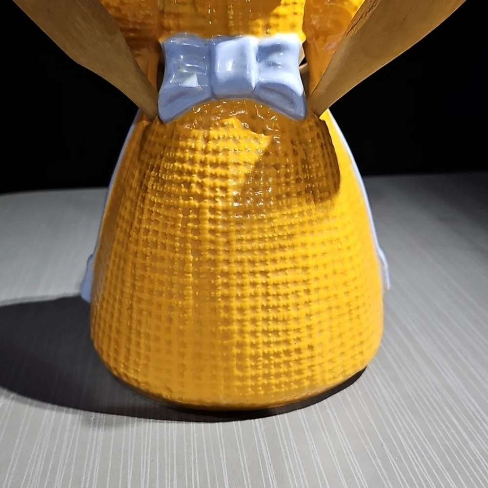 Vintage Sittre Ceramic Burlap Doll Utensil‎ Holder & Wooden Spoon 1979 Decor 11